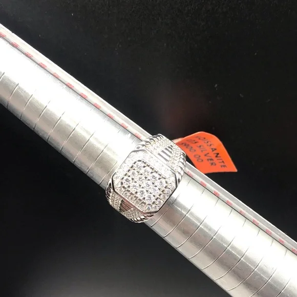 925 Sterling Silver 2.50CT MOISSANITE Men's Ring size 10 or 11 - Picture 9 of 15